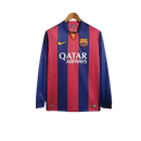 Camisa Retro Barcelona Nike Manga Longa 2014/15 Masculino Azul e Grená